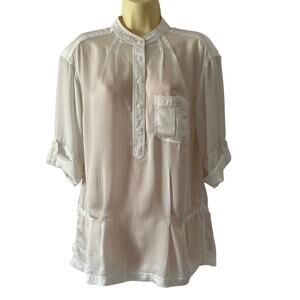 Fossil White Silky Polyester Tunic Blouse Woman's Size Small
